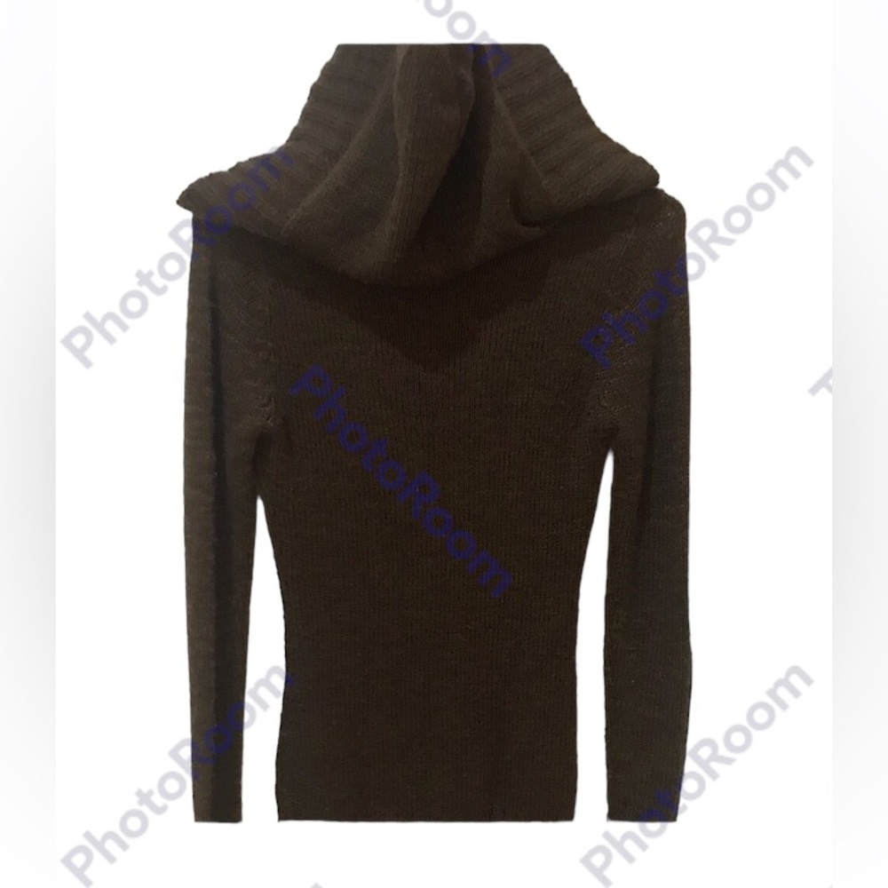 🔥EUC/BEBE BEAUTIFUL-CHOCOLATE BROWN HOODIE SWEATER VEERY WARM& VERY SOT WORN 1X - Picture 4 of 5